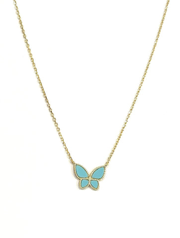 Vermeil over sterling silver with a turquoise enamel butterfly pendant