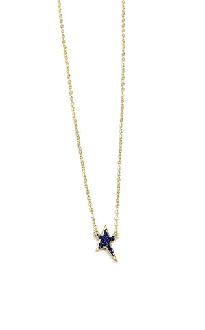 Vermeil over sterling silver sapphire colored cz star