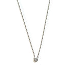 Sterling silver beaded chain with a single cz stone bezel in the middle.
