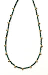 Natural malachite gemstone beaded choker with dangling vermeil over sterling silver beads.