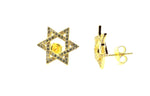 Vermeil over sterling silver with clear cz stones Star Of David Stud Earrings.