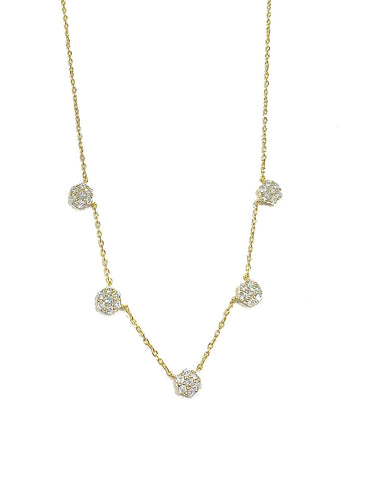 Vermeil over sterling silver dangling cz flower necklace