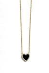 Vermeil over sterling silver cz and black enamel heart pendant.
