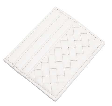 Kat White Basketweave Card Holder