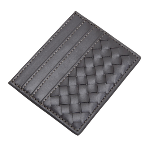 Kat Grey Basketweave Card Holder