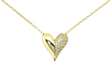 Vermeil over sterling silver heart necklace with 1/2 in pave cz stones.