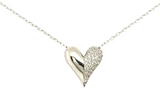 Sterling silver heart necklace with 1/2 in pave cz stones.