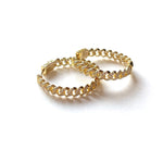Vermeil over sterling silver inside out cz cuban chain hoops