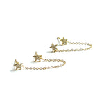 Vermeil over sterling silver cz double star and drop  chain earrings.  must have double pierce to wear.