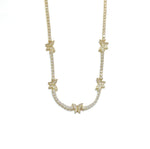 Vermeil over sterling silver cz tennis and butterfly choker necklace.