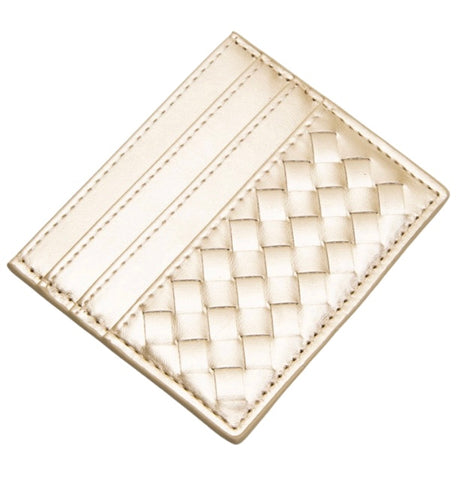 Gold basketweave card holder.