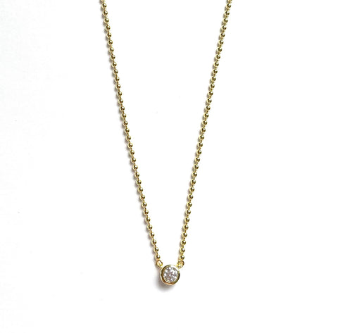 Colette Beaded Chain With CZ Round Bezel Necklace