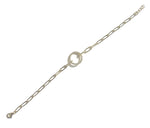 Vermeil over sterling silver paperclip chain with a cz open circle.