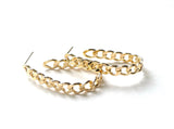 Vermeil over sterling silver large elongated cuban chain hoops.