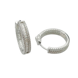 Sterling silver Inside out cubic zirconia baguette hoops.