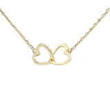 Vermeil over sterling silver interlocking heart necklace.