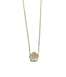 Vermeil over sterling silver necklace with a mother of pearl and cz flower pendant