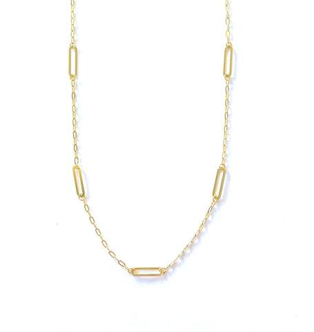 Vermeil over sterling silver paperclip by the yard necklace