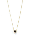 Vermeil over sterling silver cz and black enamel mini heart necklace