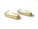 Vermeil over sterling silver cz long pave cz hoops