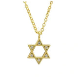 Vermeil over sterling silver chain necklace with a Star of David pendant with a clear cubic zirconia stone in each corner of the star.