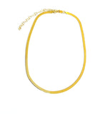 Vermeil over sterling silver herringbone chain choker necklace.