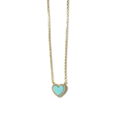 Vermeil over sterling silver cz and turquoise heart pendant.