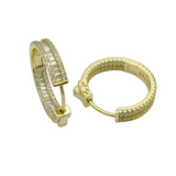 Vermeil over sterling silver Inside out cubic zirconia baguette hoops.