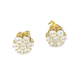 Vermeil over sterling silver cz cluster Flower Stud Earrings