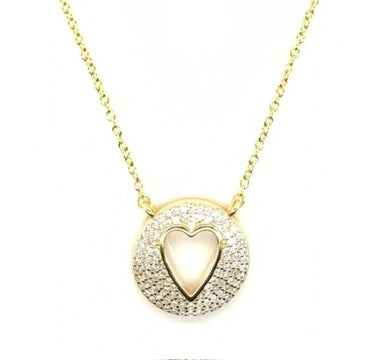 Jules CZ Disc Necklace With Open Heart