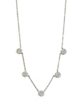 Sterling silver dangling cz flower necklace