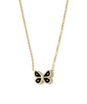 Vermeil over sterling silver black enamel and cz butterfly necklace.