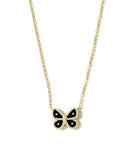 Vermeil over sterling silver black enamel and cz butterfly necklace.