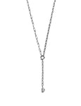 Sterling silver y necklace, with a small cz pear shape dangling stone at the bottom of the y.