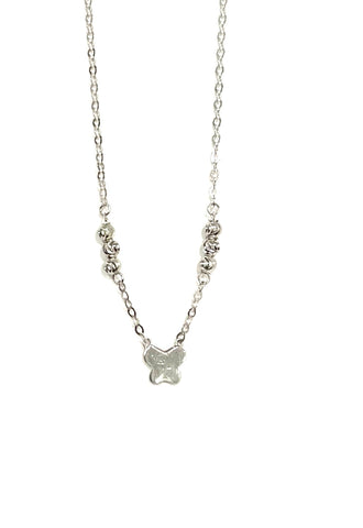 Sterling silver butterfly necklace with three  beads on each side of the chain