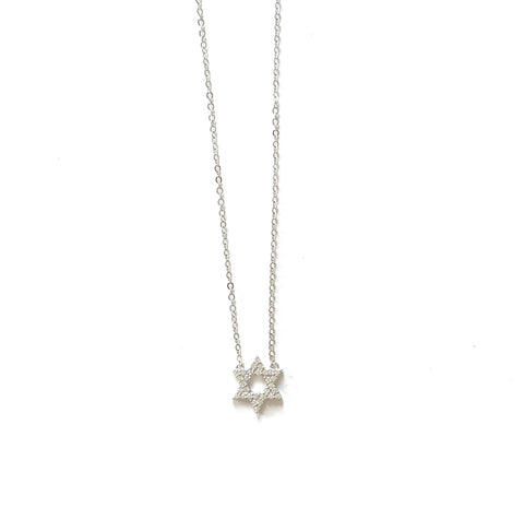 Sterling silver cz Star of David necklace