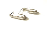 Sterling silver cz long pave cz hoops