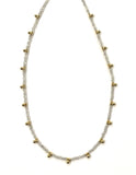 Natural moonstone gemstone beaded choker with dangling vermeil over sterling silver beads.