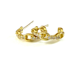 Vermeil over sterling silver chain link cz huggie earrings.