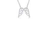 Sterling silver and cz angel wing necklace.