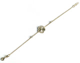 Vermeil over sterling silver pave ridged flower bracelet with cz's.