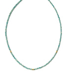 Natural turquoise, lighter color gemstone beaded choker with vermeil over sterling silver beads.