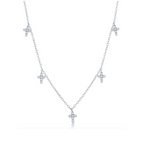 Sterling silver dangling cz cross necklace with 5 crosses