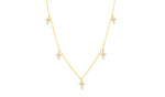Vermeil over sterling silver dangling cz cross necklace with 5 crosses