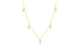 Vermeil over sterling silver dangling cz cross necklace with 5 crosses