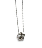 Sterling silver ridged flower necklace.