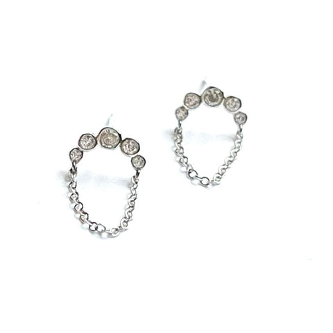 Curved cz bezel bar with hanging chain