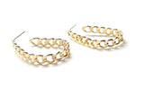  Vermeil over sterling silver large elongated cuban chain hoops.