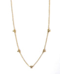 Vermeil over sterling silver necklace with five , three cluster cz bezels.