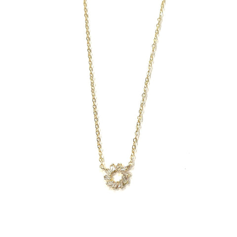 Vermeil over sterling silver cz round baguette necklace